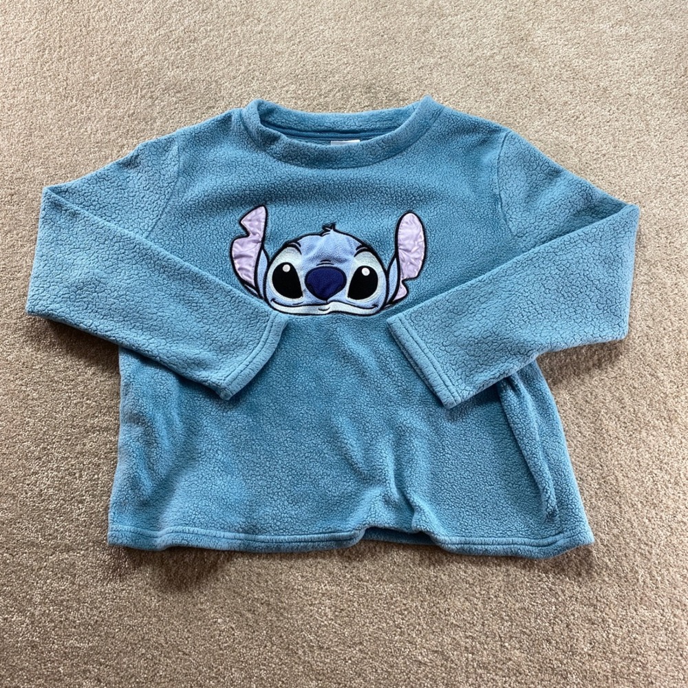 Disney‎ Stitch Fleece Sleepwear Top Womens Large Blue Disney 100 Pullover